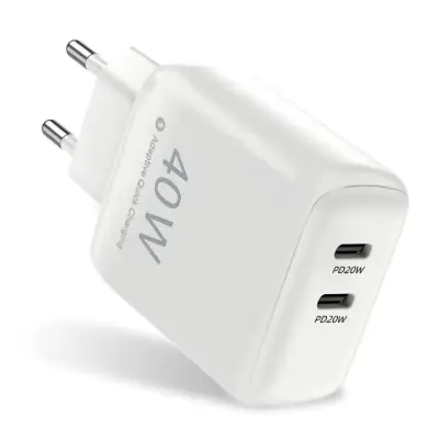 SiGN Dual USB-C PD Väggladdare 40W - Vit