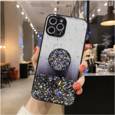 Skal med mobilhållare till iPhone 12 - Svart