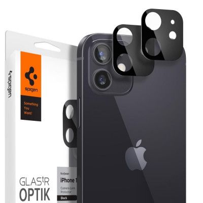 SPIGEN Kamera Linsskydd i Härdet Glas iPhone 12 Svart