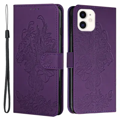 Tiger Flower Plånboksfodral till iPhone 12 & 12 Pro - Lila