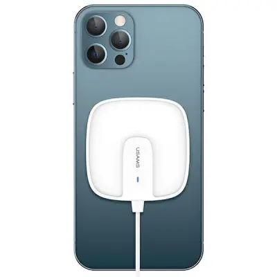 USAMS Induktionsladdare US-CD159 Magnetisk W1 15W iPhone 12 - Vit
