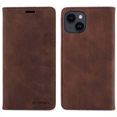 BETOPNICE 003 iPhone 13 mini Plånboksfodral Konstläder - Brun