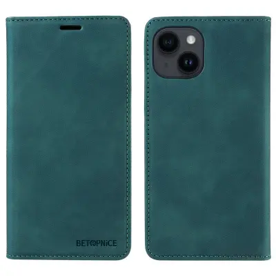 BETOPNICE 003 iPhone 13 mini Plånboksfodral Konstläder - Grön