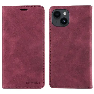 BETOPNICE 003 iPhone 13 mini Plånboksfodral Konstläder - Röd