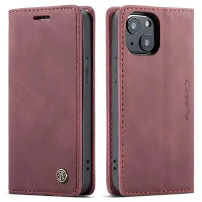 CASEME 013 Series iPhone 13 mini Plånboksfodral Konstläder Röd