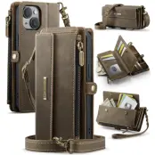 Caseme iPhone 13 Mini Plånboksfodral RFID Blocking Zipper - Brun