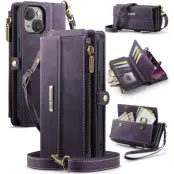 Caseme iPhone 13 Mini Plånboksfodral RFID Blocking Zipper - Lila