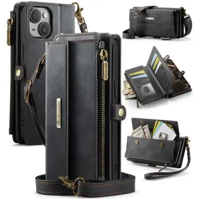 Caseme iPhone 13 Mini Plånboksfodral RFID Blocking Zipper - Svart