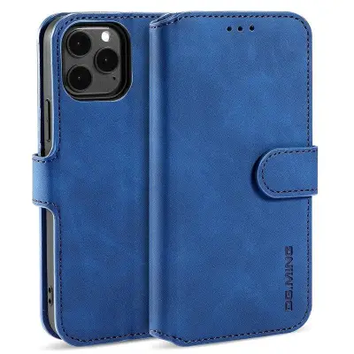 DG.MING Retro Konstläder Folio Plånboksfodral för iPhone 13 mini - Blå