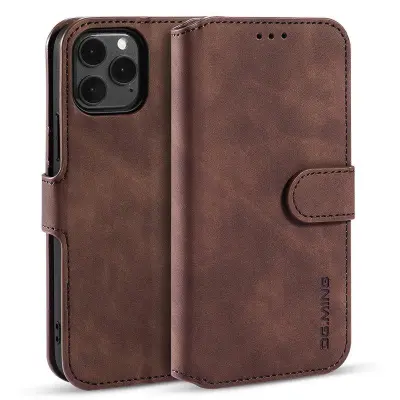 DG.MING Retro Konstläder Folio Plånboksfodral iPhone 13 mini - Brun