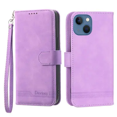 DIERFENG DF-03 Plånboksfodral för iPhone 13 mini - Konstläder - Lila