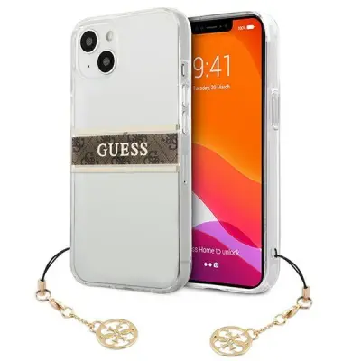 Guess iPhone 13 mini Mobilskal MagSafe 4G Brown Strap Charm