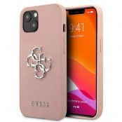 Guess Saffiano 4G Metal Logo Skal iPhone 13 mini - Rosa