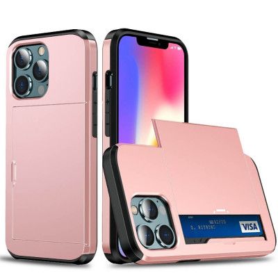 Hybrid Skal med Kortplats till iPhone 13 Mini - Roséguld