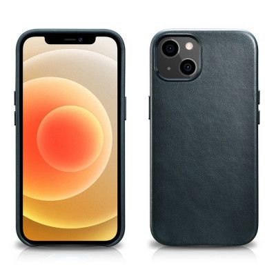 iCarer Läder Oil Wax Magsafe Mobilskal iPhone 13 Mini - Blå