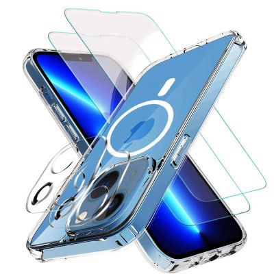 iPhone 13 Mini [5-PACK] 1 X MagSafe Skal - 2 X Kameralinsskydd - 2 X Härdat Glas