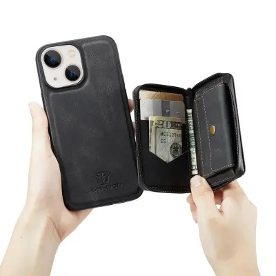 JEEHOOD Kickstand 2-in-1 Hybrid Plånboksfodral för iPhone 13 mini - Svart