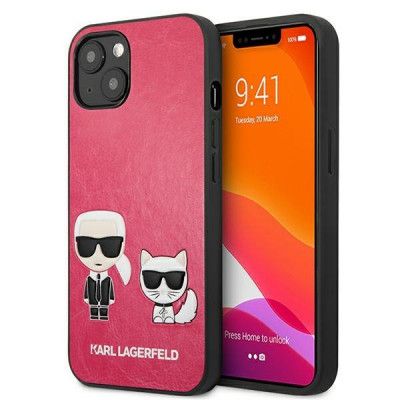 Karl Lagerfeld iPhone 13 Mini Skal Ikonik Karl & Choupette - Fuchsia