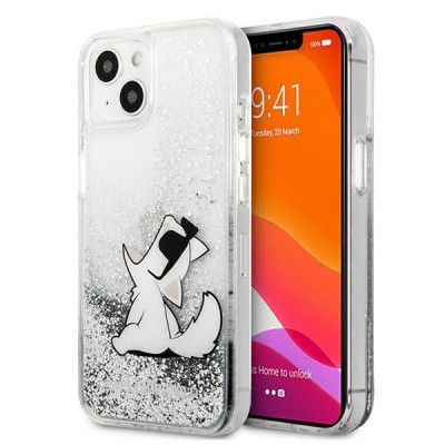 Karl Lagerfeld Liquid Glitter Choupette Fun Skal iPhone 13 Mini - Silver
