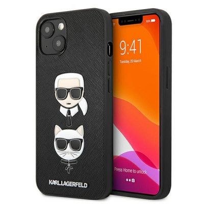 Karl Lagerfeld iPhone 13 Mini Skal Saffiano Karl & Choupette - Svart