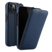 MELKCO Mobilskal till iPhone 13 mini Äkta Läder + PC Vertikal Flip Blå