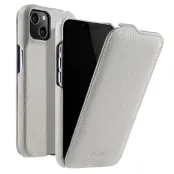 MELKCO Mobilskal till iPhone 13 mini Äkta Läder + PC Vertikal Vit