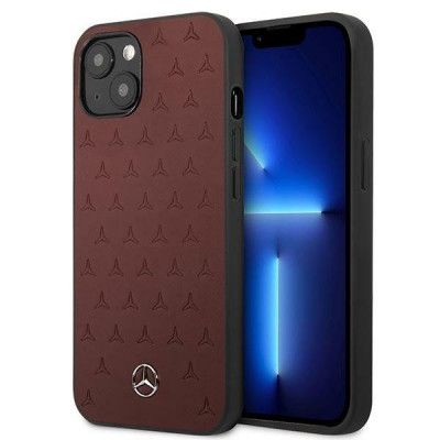 Mercedes Läder Stars Pattern Skal iPhone 13 Mini - Röd