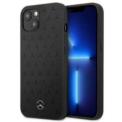 Mercedes Läder Stars Pattern Skal iPhone 13 Mini - Svart