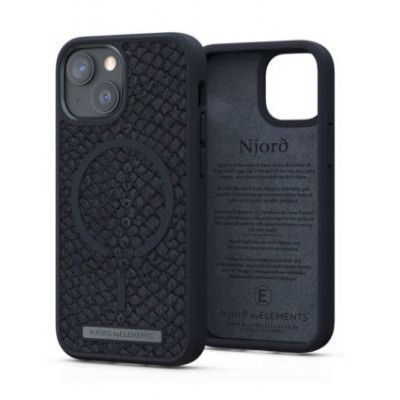 Njord Lax Magsafe Äkta Läder Skal iPhone 13 mini - Grå