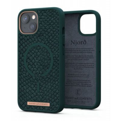 Njord Lax Magsafe Äkta Läder Skal iPhone 13 mini - Grön