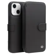 Qialino iPhone 13 Mini Plånboksfodral Cowhide Läder - Svart