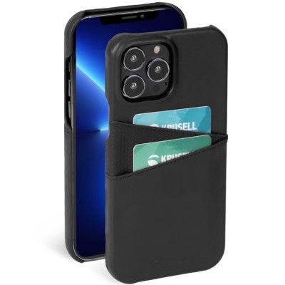 Krusell iPhone 13 mini Skal Korthållare Äkta Läder - Svart