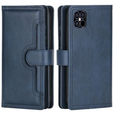 Äkta Läder Plånboksfodral iPhone 13 Pro Max Multiple Card Slots - Blå