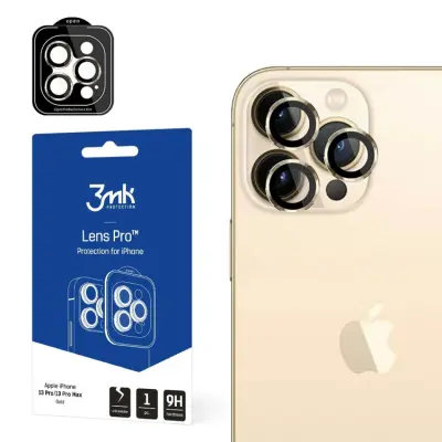 3MK iPhone 13 Pro/13 Pro Max härdat glas Kameraskydd - Guld