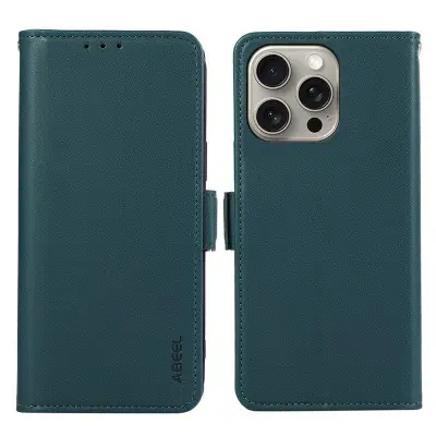 ABEEL iPhone 13 Pro Max Mobilskal KonstLäder RFID-Skyddande Grön