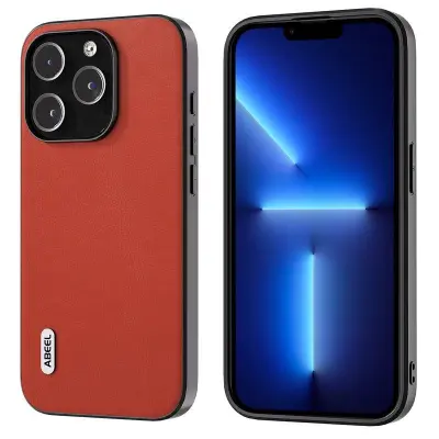 ABEEL Protective Case iPhone 13 Pro Max 6.7 tum Röd KonstLäder