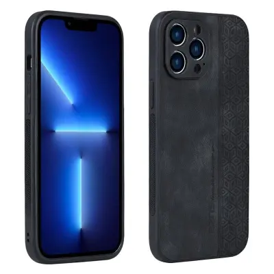 AZNS iPhone 13 Pro Max Fodral KonstLäder - Svart