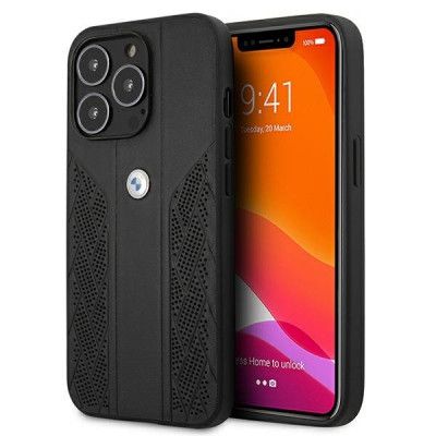 BMW Etui Läder Curve Perforate Skal iPhone 13 Pro Max - Svart