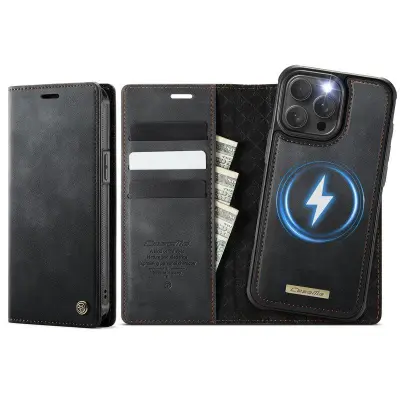 CASEME C49 iPhone 13 Pro Max Mobilskal MagSafe RFID Läder Svart