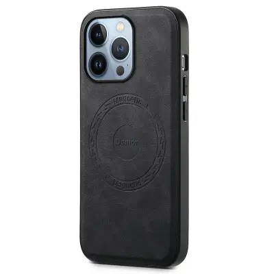 DENIOR A11 iPhone 13 Pro Max Skal Läder + PC + TPU Svart