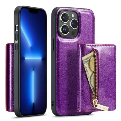 DG.MING M3 Series Konstläder Plånboksfodral för iPhone 13 Pro Max - Lila