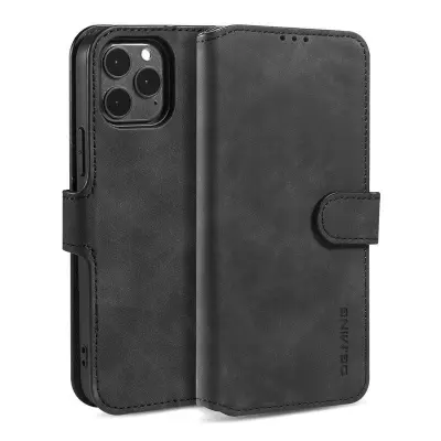 DG.MING Plånboksfodral Konstläder med Ställ för iPhone 13 Pro Max - Svart