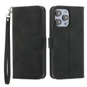 DIERFENG DF-03 Plånboksfodral för iPhone 13 Pro Max - Konstläder - Svart
