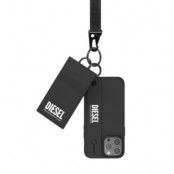 Diesel Läder Tech Chain Strap Card Pocket Handst iPhone 13 Pro Max - Svart/Vit