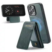 FIERRE SHANN 025 Fodral Card Holder PU+TPU - Grön för iPhone 13 Pro Max