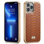 FIERRE SHANN Mobilskal till iPhone 13 Pro Max Äkta läder - Brun