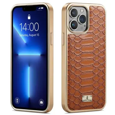 FIERRE SHANN iPhone 13 Pro Max Mobilskal Äkta läder - Brun