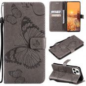 Fjärilar Plånboksfodral iPhone 13 Pro Max - Grå