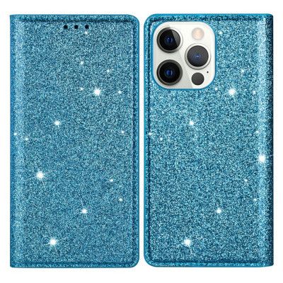 Glittrande Plånboksfodral iPhone 13 Pro Max - Blå