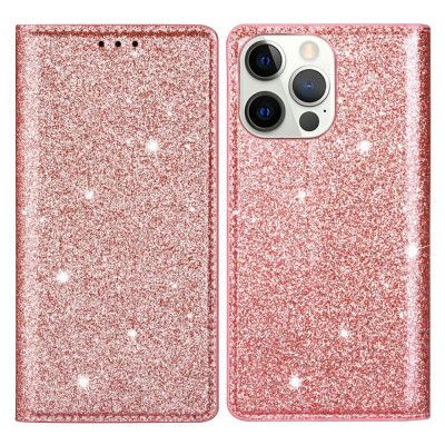 Glittrande Plånboksfodral iPhone 13 Pro Max - Rose Gold